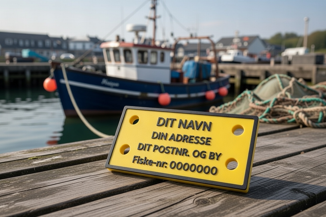 Gult fiskemærke ved havnen